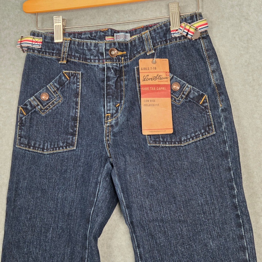 NEW‎ Deadstock Levi's Girls 14 Side Tab Capri Jeans Low Rise Patch Pocket Y2K